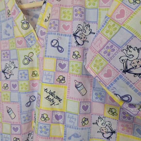 Womens Size L Short Sleeve Scrub Tops Nursery Baby Child Various Brands Lot Of 4 - Picture 8 of 14